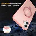 Magnetic Compatible with iPhone 16 Case with Stand [Military Grade Drop Tested][Compatible with Magnet] Ring Translucent Slim Hard Back Soft Edge, Pink