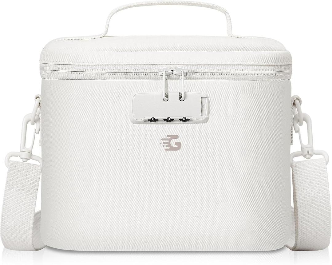 Lockable Lunch Box Bag Women Girls - Insulated Waterproof Leakproof Lightweight Reusable Cooler with Combination Lock for Work - Back to School Teacher Mothers Day Christmas Birthday Gifts (Beige)