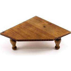 BONNY DODO Wood Vintage Brown Corner Pedestal Stand, Rustic Decorative Riser for Display, Farmhouse Wood Corner Counter Shelf with Cube for Kitchen, Bathroom, Dressing, Table (Brown)