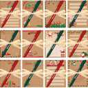 36 Pcs Christmas Sticky Notes Set Include 12 North Pole Naughty Nice Notepads and 12 Pen and 12 Ribbon Christmas Self Adhesive Memo Pads for Xmas Gifts School Office Home Party Supplies