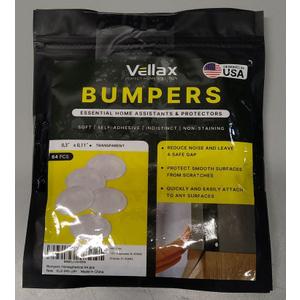 Pack of 5, Vellax Cabinet Door Bumpers 64 Pcs - Clear Self Adhesive Pads, Cabinet Stoppers, Rubber Bumpers for Drawers, Cupboards, Cutting Boards, Glass Tops, Picture Frames, Kitchen Furniture (Hemispherical), 0,3'' x 0,11''  Transparent