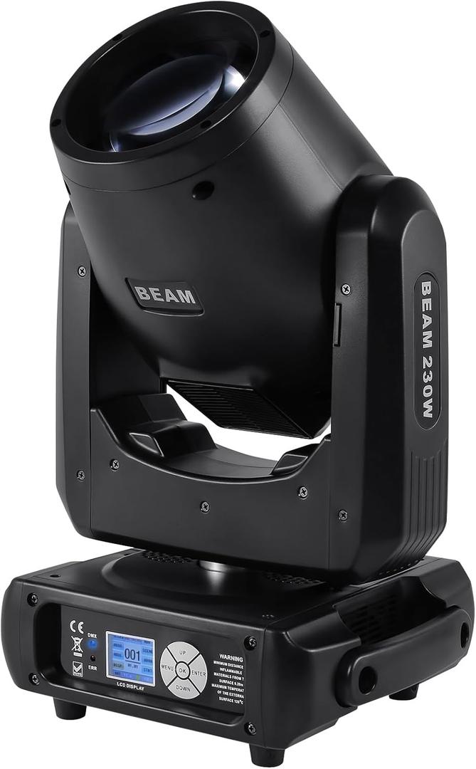 Ridgeyard 230W 7R Moving Head Stage Light - Professional DJ Spotlight with Zoom, 8+16 Prisms, Wash/Beam/Frost/Rainbow Effects, DMX512 Compatible for Party, Disco, Club, Wedding (1PC)