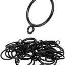Curtain Rings with Eyelets, 48 Pack Metal Drapery Rings for Pinch Pleat Curtains Panels, Drape Rings Fits Up to 1.2 in Curtains Rod, 1.5 Inch I D Black