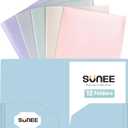 SUNEE 2 Pocket Folders (12 Pack, Pastel Colors) Heavy-Duty Plastic Folders with Pockets, Fit 8.5x11 Letter Size Paper, 2-Pocket File Folders for Kids, Home, School, Office