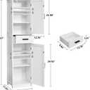 usikey 67'' Tall Bathroom Cabinet, Storage Cabinet with 4 Shelves & 2 Doors, Narrow Storage Cabinets for Bathroom, Living Room, Home Office, White