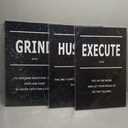 LMGOV Large Motivational Wall Art for Living Room, 16 x24 Framed Wall decor for Men Inspirational Paintings Wall Picture for Office Bedroom, Black Wall Art for Gym, Bathroom, Sports, Dorm, (Grind, Hustle, Execute)