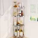 Corner Shower Caddy, 4 Tier Standing Shower Organizer with Soap Holder, Rustproof Stand Shower Shelves for Bathroom Shampoo Storage, Silver