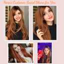 Honygebia Ginger Wig with Bangs - Auburn Wigs for Women, Copper Red Long Straight Layered Hair, Light Honey Blonde Dark Roots, Natural Synthetic Heat Resistant Wigs for Halloween/Christmas/Party