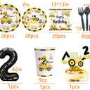 Construction 2nd Birthday Party Supplies ,Dump Truck 2nd Birthday Party Decorations Tableware Includes Box Cutout Sash Plates, Cup, Napkin, Balloon, Backdrop, Tablecloth, Banner, Construction 2nd