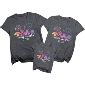 Family Vacation Shirts 2025 Family Matching Outfit Magical Animal Land Tshirt Family Trip Couples Travel Women Tops Dark Grey XL