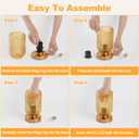 LightRound Table Lamp for Bedroom, Cordless Small Bedside Lamp, Touch Dimmable Rechargeable Lamp Battery Operated with Amber Glass Shades for Night Stands, Living Room, Desk, Bulb Included