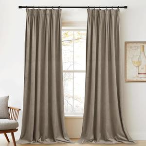 StangH Camel Beige Velvet Curtains - Thick Thermal Insulated Room Darkening Window Drapes 84 inch Length for Bedroom/Dining Living Room, Back Tab Home Decor for French Door, W52 x L84, 2 Panels