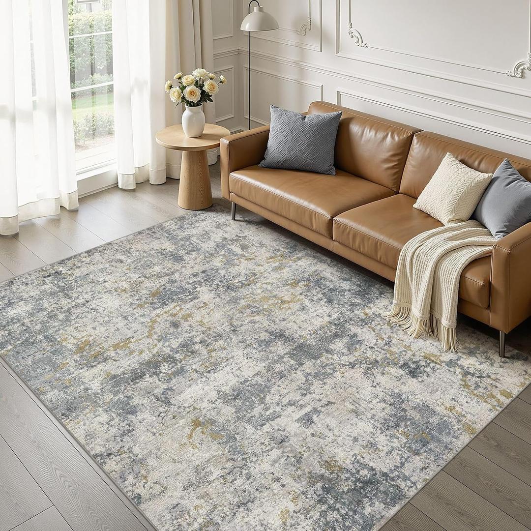 kakania Washable 5x8 Area Rug for Living Room: Abstract Modern Home Decor