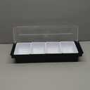 Bar Fruit Condiment Caddy With Lid,Bar Garnish Tray Caddy For Bartenders,Plastic Toppings Container For Fruits,Ice Cream,Salad(4 Compartment)