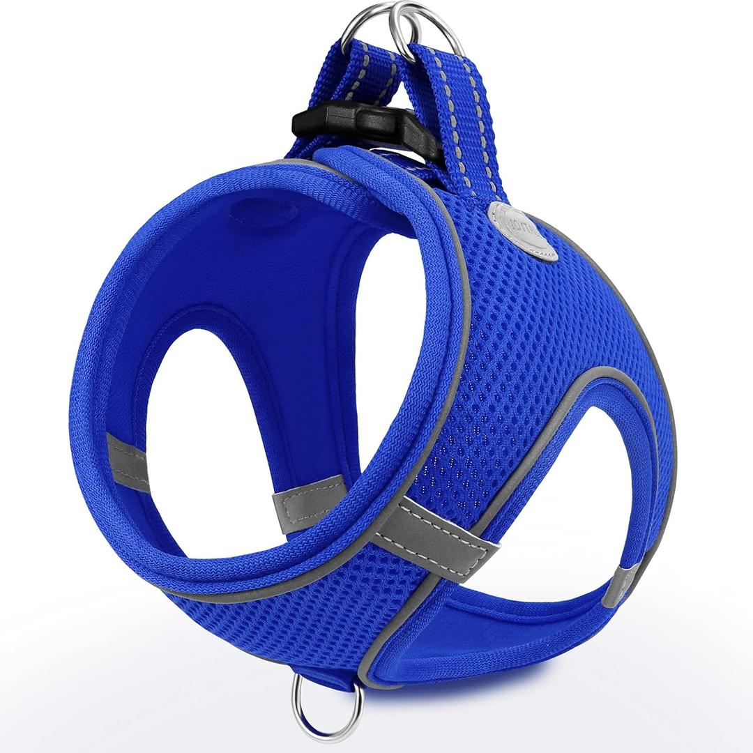 Joytale Small Dog Harness, Breathable Mesh Step-in Vest, Reflective Soft Padded Harnesses for Cats, Puppies and Extra Small Dogs, Navy Blue, XXS