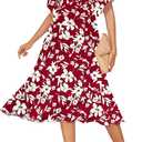 AUSELILY Women's Summer Empire Waist Dress Smocked Flutter Short Sleeve V Neck Midi Dresses 2026 New (S)