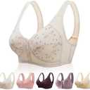 Daisy Bra for Seniors, Front Closure Bras for Older Women,2024 New Comfortable Convenient Front Close Button Cotton Bras Size Small, Beige 
