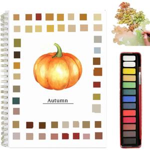 Watercolor Workbooks Coloring Book Beginner Friendly Painting Kit Easy Nature Scenes Paint Set Art Crafts for Creative Exploration Gift for Adults Teens (Autumn, with Palette)