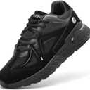 FitVille Extra Wide Walking Shoes for Men Wide Width Sneakers for Flat Feet Heel Pain Relief - Rebound Core (8.5 XX-Wide, All Black)