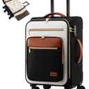 LOVEVOOK Carry on Suitcase 22x14x9 Airline Approved,20 inch Lightweight Waterproof Suitcases with 360 silent swivel wheels, TSA Lock and Compartment, Large Capacity travel Suitcase Black-White-brown, 20 inch with garment compartment