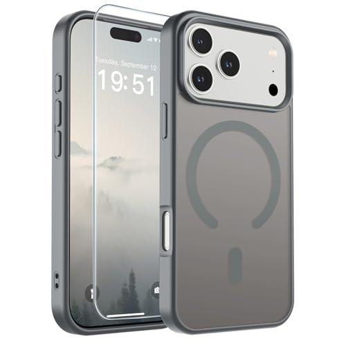 SUPFINE Magnetic for iPhone 17 Pro Case (Compatible with MagSafe)(Military Grade Drop Protection) Translucent Matte Shockproof with Anti-Fingerprint Phone Cover,Gray