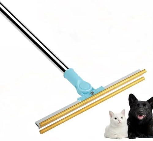 Pet Carpet Rake Hair Remover, Y-Type Reusable Hair Remover for Mats, Rugs, and Sofas; Cat & Dog Hair Removal Tool with 54 Inch Adjustable Long Handle - （Blue）