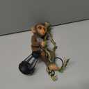Rossesay Solar Light Outdoor Monkey Statues Brown 7.48 Inch Resin Chimpanzee Baby Monkey Climbing on Vine with LED Lantern Waterproof Hanging Figurine with Hook for Yard Garden Wall