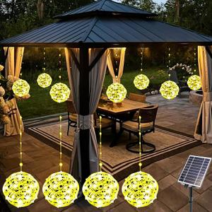 Solar Christmas Ball Lights for Tree Outdoor, 4 Pack 160 LED Globe Lights Waterproof, 8 Modes 7.87in Solar Sphere String Lights Outside for Window Garden Yard Porch Party Decorations, Warm White