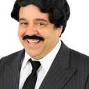 Short Black Wavy Hair Wig with Mustache for Gothic Family Halloween Costume Funny Cosplay (Adults)