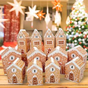 KALEFO Christmas Advent Calendars 2025 Cardboard Treasure Boxes with 1-24 Number Gingerbread Countdown Calendar Xmas Holiday Christmas Decorations
