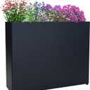 Metal Rectangular Planter Box, 38L x 12W x 30H Black Heavy-Duty Raised Garden Bed for Outdoor Plants, Easy Assembly & Adjustable Feet for Porch, Garden, Patio, Yard Outdoor Plants