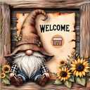 SJUTOUCI Gnome Diamond Painting Kits for Adults, Diamond Art Kits for Beginners, DIY 5D Full Drill Gem Craft Art for Home Decoration Gift 12x12 inch, Welcome
