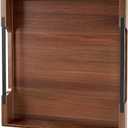 Large Ottoman Tray: 20" Square Acacia Wood Serving Tray with Metal Handles - Extra Large Decorative Tray for Coffee Table, Breakfast in Bed, Charcuterie, Living Room & Party