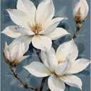 TAOPAOLAB Botanical Art Paint by Numbers Kit for Adults - DIY White Magnolia Flowers on Branch Painting on Canvas 16x20In, Framed Acrylic Paint Set for Beginners, Art for Home Decoration/Gifts