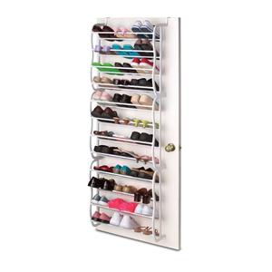 ComfyElect Over The Door Shoe Organizer, 12 Layers Adjustable Hanging Closet Shoe Organizer Shoe Storage with Hooks, Space Saving Metal Shoe Rack Fit 36 Pairs Sneakers, Sandals, Heels, Boots, White