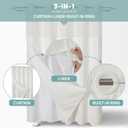 eachope Cream Long No Hook Waffle Weave Shower Curtain with snap-in Liner Replacement, 230GSM Waterproof Fabric Hotel Shower Curtain Set for Bathroom, Through Mesh Top Window,71Wx80H