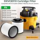 2 Pack DXVC6910 Cartridge Filter Replacement for DEWALT 6-16 Gallon Wet/Dry Vac, Compatible with DeWalt DXV06P DXV09P DXV10P DXV10PL DXV10SA DXV12P DXV14P DXV16P, White