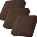 CHUN YI 3Piece Stretch Couch Cushion Covers, Sofa Seat Slipcovers for Pets, Suitable for Armchair Loveseat Sofa with Spandex Jacquard Washable Fabric (3Piece,Chocolate)