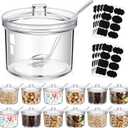 Tioncy 12 Pieces Sugar Bowls with Lid and Spoon Ice Cream Hot Cocoa Chocolate Bar Supplies Clear Acrylic Sugar Jars Candy Dispenser with Tag for Condiment Jars Seasoning Box Kitchen (7.1 oz)