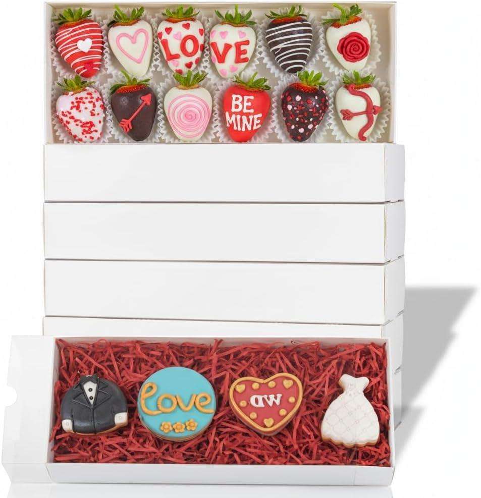 RomanticBaking 20Pack 12x4.8x2Inch Easter Day Clear Cookie Boxes Chocolate Covered Strawberry Boxes Bakery Packaging for 12 Truffle Cakesickle Gift Mother's Day Christmas Valentine's