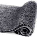 Walensee Bath Rug Non Slip Mat (20 x 32, Dark Grey) Water Absorbent Soft Microfiber Shaggy Machine Washable Thick Plush Shower Mat for Bathroom