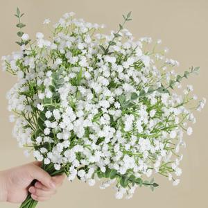DomeStar 20PCS Mixed Babys Breath and Eucalyptus Stems, Artificail Flower Bouquet Floral Arrangement for Vase Fillers Table Centerpieces Home Party Wedding Decoration