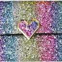 Metal Sequins Small Wallet PU Leather Patchwork Hasp for Women Girls (Heart)