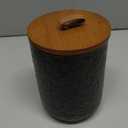 Black White Ceramic Coffee Canister Tea Canister with Seal Wood Lid, Airtight Coffee Storage Container for Coffee Bean, Ground Coffee, Sugar, Cookie Candy jar (Black, 800ml)