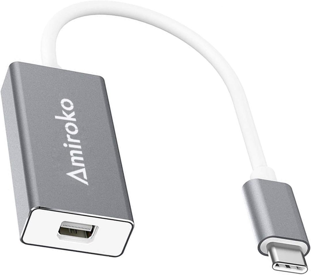 USB-C to Mini DisplayPort Adapter, USB 3.1 Type C (Thunderbolt 3) to Mini DP Adapter Support 4K, 1080P for MacBook Pro, Alienware, to LED Cinema Display/Dell Monitor etc, Gray