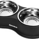 Epetslove Dog Bowls Double Dog Water and Food Bowl Stainless Steel Bowl with Non-Slip Resin Station, Pet Feeder Bowls for Puppy Medium Dogs Cats (1.Black)