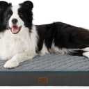 Orthopedic Dog Bed Large Sized Dog - Memory Foam Pet Mattress with Removable Washable Cover and Egg Crate Foam, Thick Flat Suitable for Pet Up to 65 lbs, 60×80×1 inch, Grey