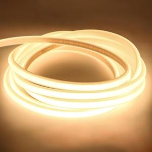 COB Led Strip Lights Waterproof IP67 6.56feet Cuttable LED Rope Lights AC 110V 120V Light Stip 320LEDs 3000K Warm White Super Bright with US Plug for Bedroom Ceiling Kitchen Under Cabinet Closet