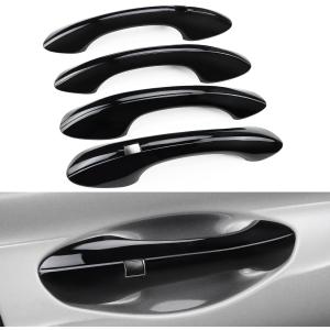 Exterior Door Handle Cover Compatible for Hyundai Santa Fe 2019 2020 2022 2023 Accessories Door Handle Protector Trim with 2 Sensors Openings Golssy Black