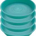 4 Pack of 14 inch Plant Saucers Bird Bath Bow Round, Plastic Plant Saucer Tray for Pots, White Planters for Indoor Plants, Plant Trays for Planter 12-15" (14", Teal)